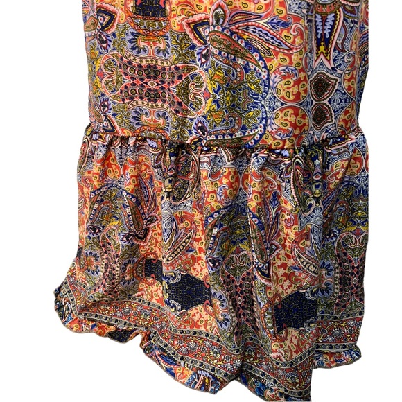 Anthropologie Long Sleeve V-neck Maxi Paisley Tassel Dress Size Large - Picture 7 of 9